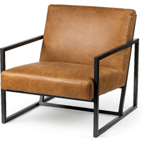 Modern Caramel Leather Accent Armchair