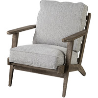 Frost Grey Fabric Wrapped Honey Wooden Frame Accent Chair