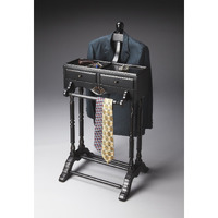 Handsome Vintage Style Black Finish Wood Valet