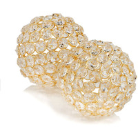Set Of 2  4"" Polished Spheres In Brilliant Shiny Luster Finished And Golden Frame