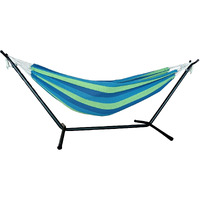 Blue And Green Stripe Classic 2 Person Hammock With Stand