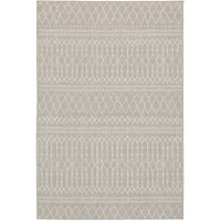 7X9 Gray And Ivory Geometric Indoor Outdoor Area Rug
