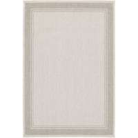 3X5 Ivory And Gray Bordered Indoor Outdoor Area Rug