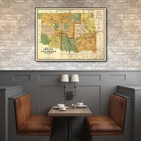 24"" X 32"" Map Of Indian And Oklahoma Territories Vintage Poster Wall Art