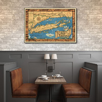 24"" X 36"" Vintage 1933 Map Of Long Island Wall Art