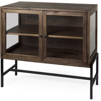 Rustic Dark Brown Two Door Shadowbox Cabinet