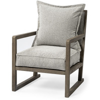 Wooden Accent Chair With Ash Gray Cushions
