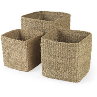 Set Of Three Square Wicker Storage Baskets