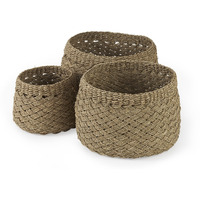 Set Of Three Woven Wicker Storage Baskets
