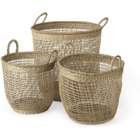 Set Of Three Round Wicker Storage Baskets