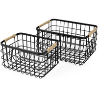 Set Of Two Black Metal Baskets