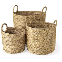 Set Of Three Braided Wicker Storage Baskets