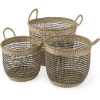 Set Of Three Light Brown Storage Baskets