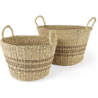 Set Of Two Detailed Wicker Storage Baskets