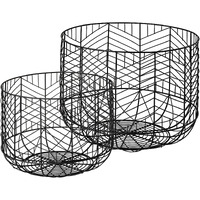 Set Of Two Black Metal Wire Chevron Bowls