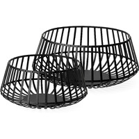 Set Of Two Black Metal Wire Decorative Bowls