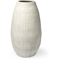 White Embossed Stripes Ceramic Vase