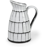 10"" White And Black Artisan Glaze Ceramic Pitcher