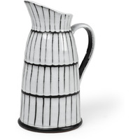13"" White And Black Artisan Glaze Ceramic Pitcher