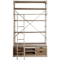 Gray Metal Shelving Unit With Light Brown Storage