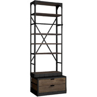 Black Metal Shelving Unit With Dark Brown Storage