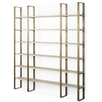 Gold Iron Framed Wooden Shelving Unit