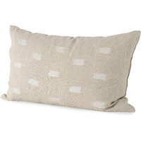 Canvas Beige And White Lumbar Accent Pillow Cover