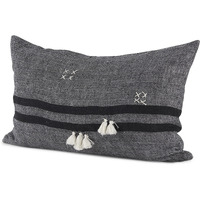 Dark Gray Detailed Lumbar Throw Pillow Cover