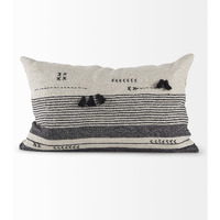 Light Gray Detailed Lumbar Throw Pillow Cover