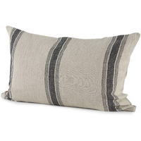 Beige And Black Striped Lumbar Pillow Cover