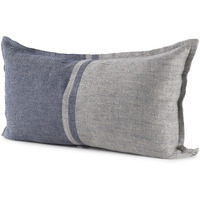 Gray And Blue Color Block Lumbar Pillow Cover