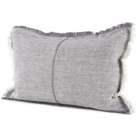 Light Gray Fringed Lumbar Throw Pillow Cover