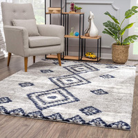 4 X 6 Gray And Navy Boho Chic Area Rug