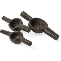 Set Of Three Brown Wooden Measuring Cup Decor