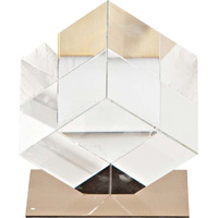 6"" Optical Glass Cube And Gold Sculpture