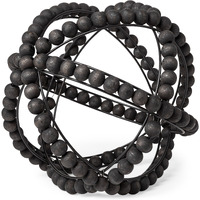 11"" Black Wooden Bead And Metal Orb Sculpture