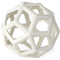 White Crackle Glaze Ceramic Geometric Sculpture