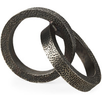 Two Ring Gray Hammered Metal Sculpture
