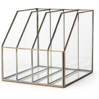 Modern Rustic Gold Metal And Glass File Holder