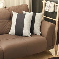 Set Of 2 Gray And Black Center Pillow Covers