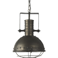 Industrial Caged Black Metal Hanging Light