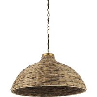 Brown Wicker Domed Hanging Pendant Light