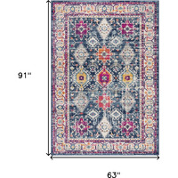 5 X 8 Navy Traditional Decorative Area Rug