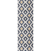 2 X 6 Blue And Gray Kilim Pattern Area Rug
