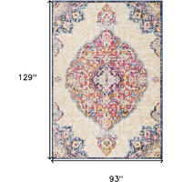 8 X 11 Cream Decorative Medallion Area Rug