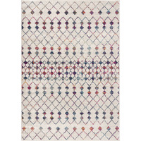 5 X 8 White Modern Geometric Grid Area Rug