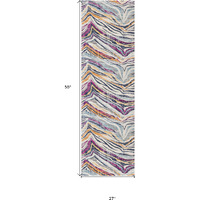 2 X 5 Blue And Gold Zebra Pattern Area Rug