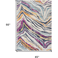 4 X 6 Blue And Gold Zebra Pattern Area Rug