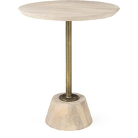 Light Blond Pedestal Table With Gold Detailing
