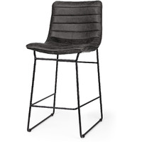 Black Leather Metal Frame Counter Stool